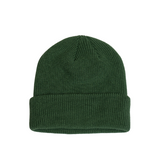 Back view of our forest green Logo Knit Beanie showing the ribbed texture and cozy cuff design, perfect for keeping warm during all winter adventures.