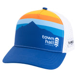 Running trucker hat with Town Hall logo - colorful with navy blue main color