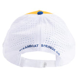 Back of running trucker hat showing Steamboat Springs, CO