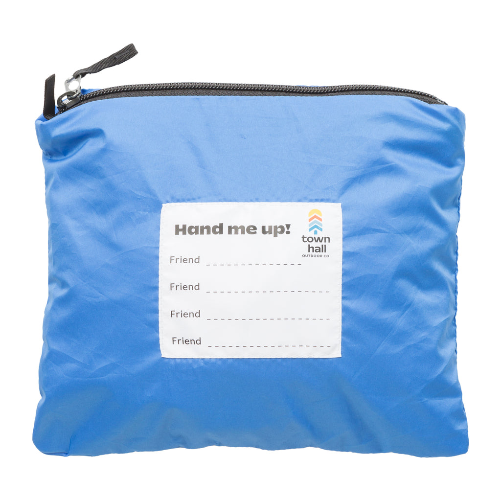 Award-winning About Town Anorak packed into its own built-in stuff sack, ready to tuck into backpacks or bike jersey pockets for on-the-go weather protection.