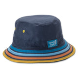 Navy bucket hat with colorful rim and Town & Country Council logo on a white background
