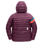 Town Hall Down Town Puffy kids puffer jacket in Grape Jam purple, back view with quilted hood and white tree logo