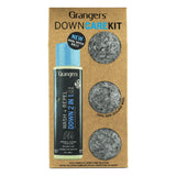 Grangers Down Care Kit packaging with a can of wash and repel on a cardboard background