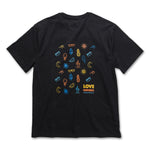 Back view of our black Adult Summertime Tee featuring a playful vacation-inspired pattern with sunshine and popsicle graphics that capture the joy of outdoor summer adventures.