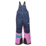 Front view of Town Hall's Mountain Town Winter Bib in Mulberry/Black Iris, showing waterproof design with convenient pockets for snow day adventures. 