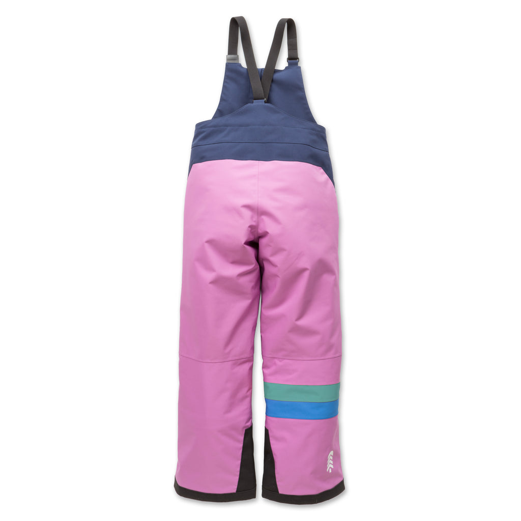 Back view of Town Hall's Mulberry/Black Iris Winter Bib displaying the durable construction and adjustable design that grows with your child.