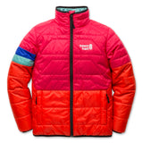 Skip Town insulated jacket in Rose Red with Town Hall logo, featuring durable ripstop fabric, weather-resistant finish and lightweight insulation for just-right warmth.