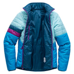 Women's OuttaTown Reversible Jacket unzipped to show its dark teal reverse side and zippered chest pocket.