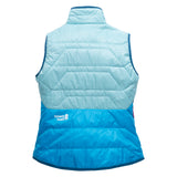 Back of blue two toned puffy vest