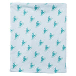Teal double wall neck gaiter with fun snowboarding bunny design, offering versatile protection from chilly mornings to sunny afternoon runs.