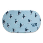 Light blue Ski and Ride Bunny goggle cover with soft texture that protects lenses from scratches while adding a playful touch to your ski gear.