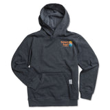 Cozy sustainable kids hoodie made with organic cotton and recycled fabrics, perfect for outdoor adventures from bike parks to hammock hangs.