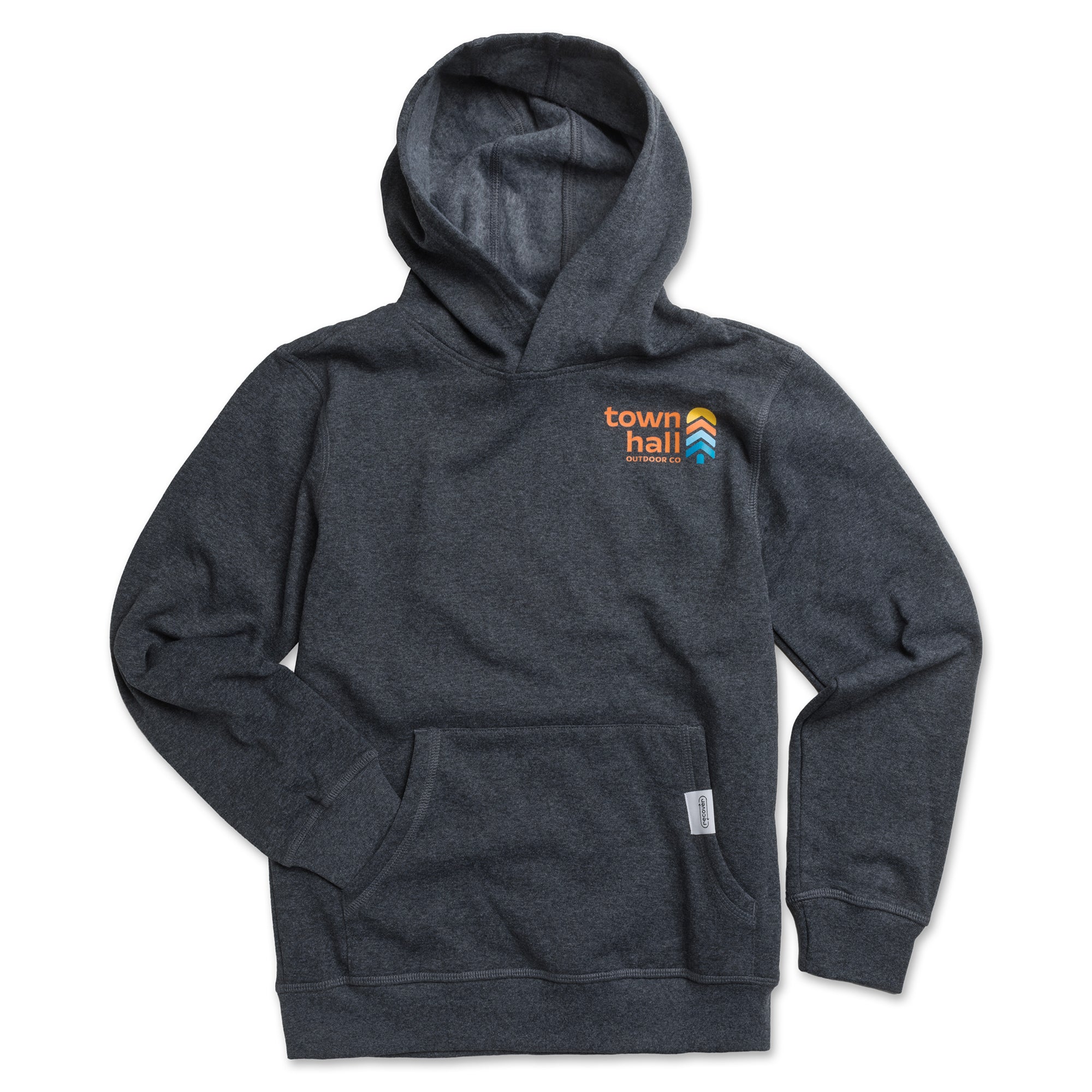 Cozy sustainable kids hoodie made with organic cotton and recycled fabrics, perfect for outdoor adventures from bike parks to hammock hangs.