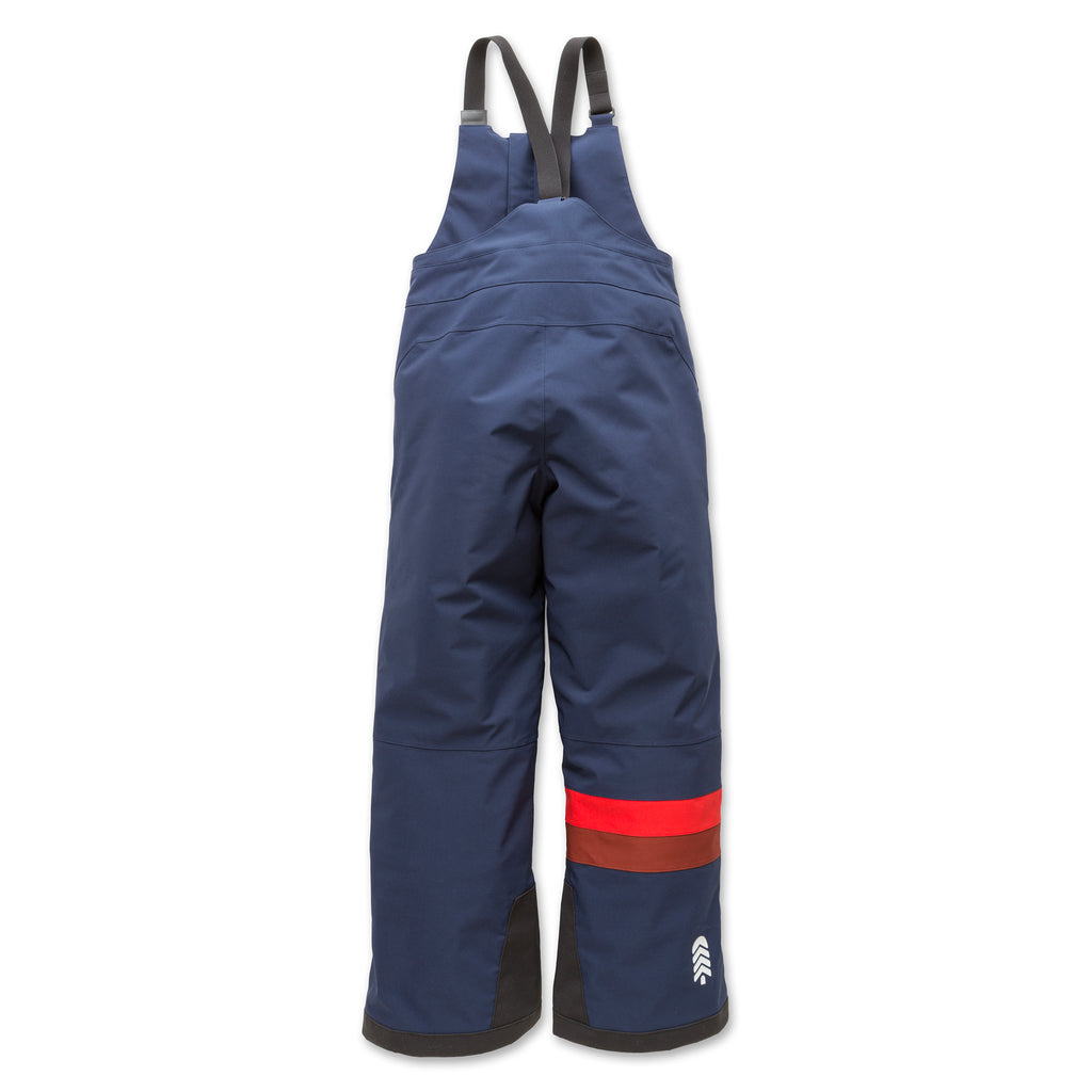 Back view of Town Hall's Black Iris Mountain Town Winter Bib showing durable construction and kid-friendly design for winter adventures.